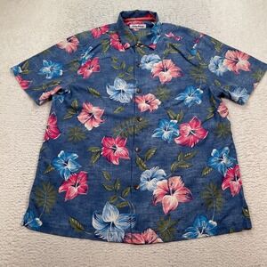 Tommy Bahama SS Shirt Men's Size Large Silk Blend Tropical Hibiscus Island Zone